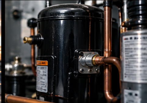 Refrigeration compressor and copper refrigerant lines